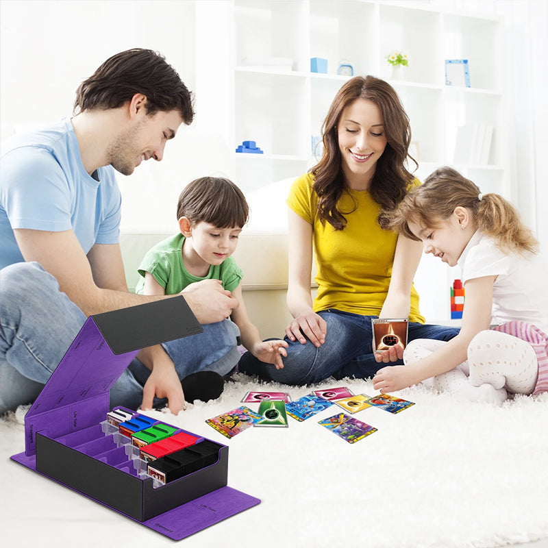 3800+ Capacity Card Storage Box. Includes 20 Dividers, 5 Supporters, Leather Magnetic Closure. Great for YuGiOh & MTG Cards.