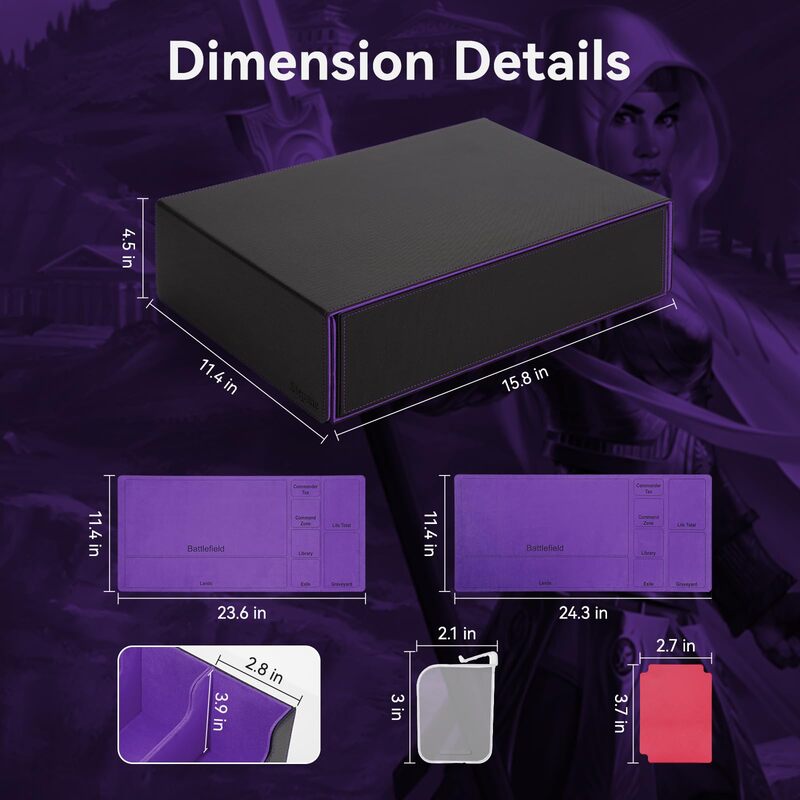3800+ Capacity Card Storage Box. Includes 20 Dividers, 5 Supporters, Leather Magnetic Closure. Great for YuGiOh & MTG Cards.