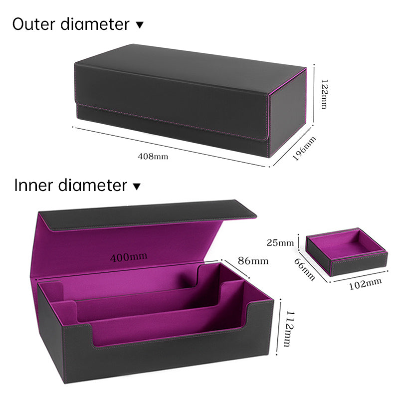 PU Leather Trading Cards Storage Box, holds 600+ cards, for Magic Game Cards, with magnetic closure and for commander decks