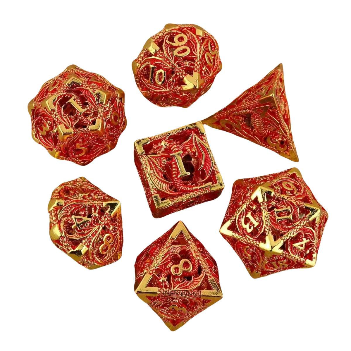 Flying Dragon Dices Hollow Metal Dice set Polyhedral Dice D20 DND Dice set for Dungeon and Dragons Tabletop Games RPG Dices set