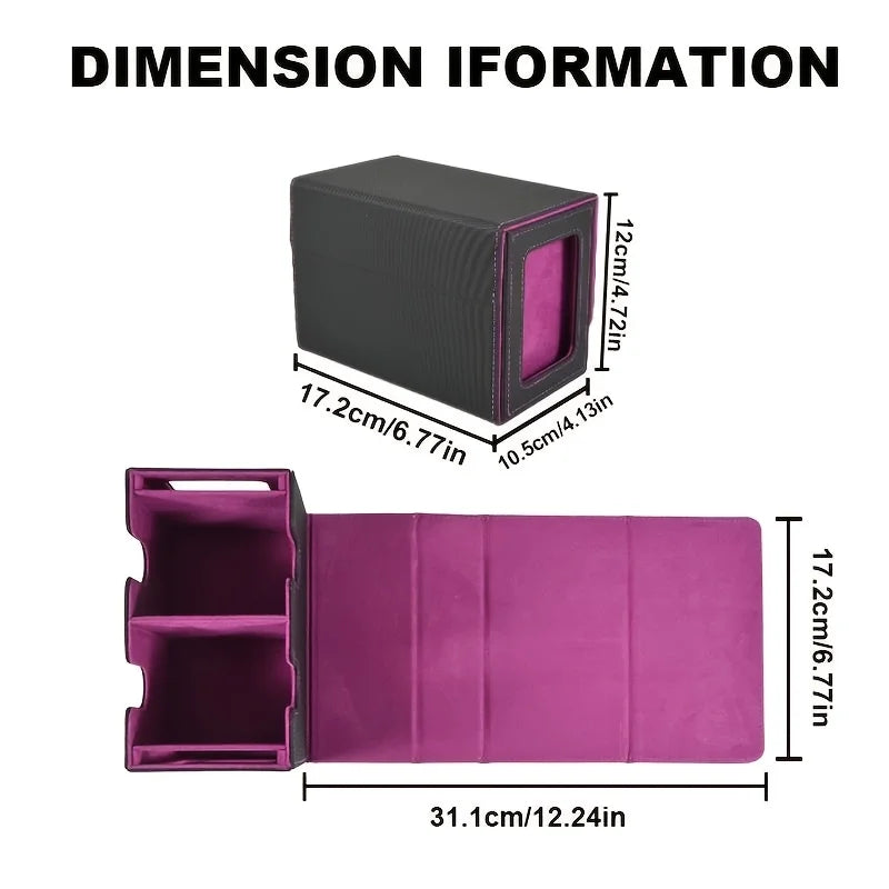 Luxury Leather Deck Box , Waterproof Double Deck Storage for 200+ Double-Sleeved Cards, Magnetic Closure Trading Card Organizer