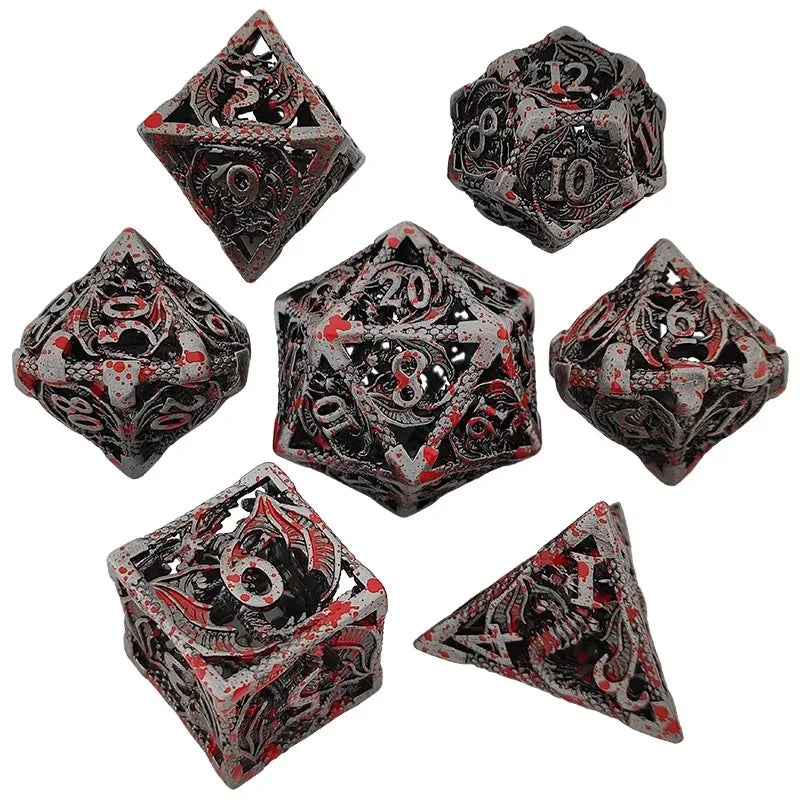 Flying Dragon Dices Hollow Metal Dice set Polyhedral Dice D20 DND Dice set for Dungeon and Dragons Tabletop Games RPG Dices set