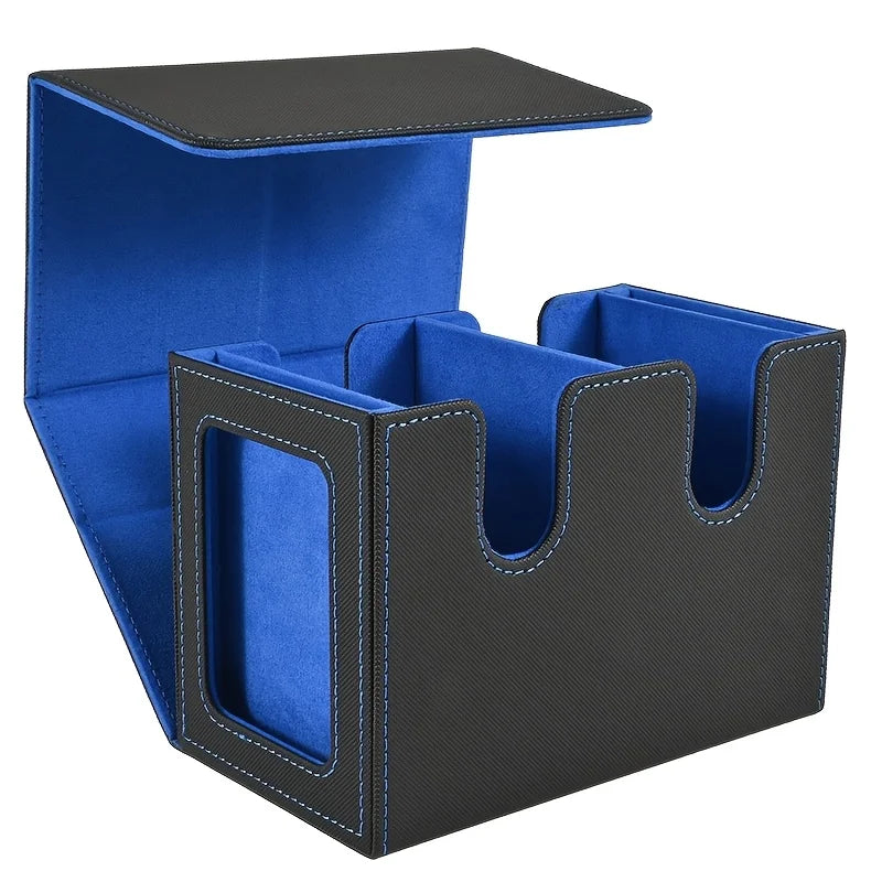 Luxury Leather Deck Box , Waterproof Double Deck Storage for 200+ Double-Sleeved Cards, Magnetic Closure Trading Card Organizer