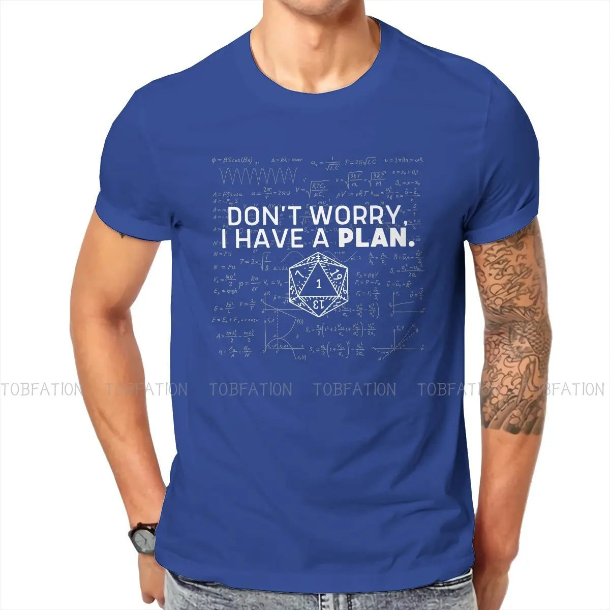 DnD Game Don't Worry I Have A Plan Tshirt Vintage Men Alternative Teenager Clothing Tops Oversized Cotton Crewneck T Shirt