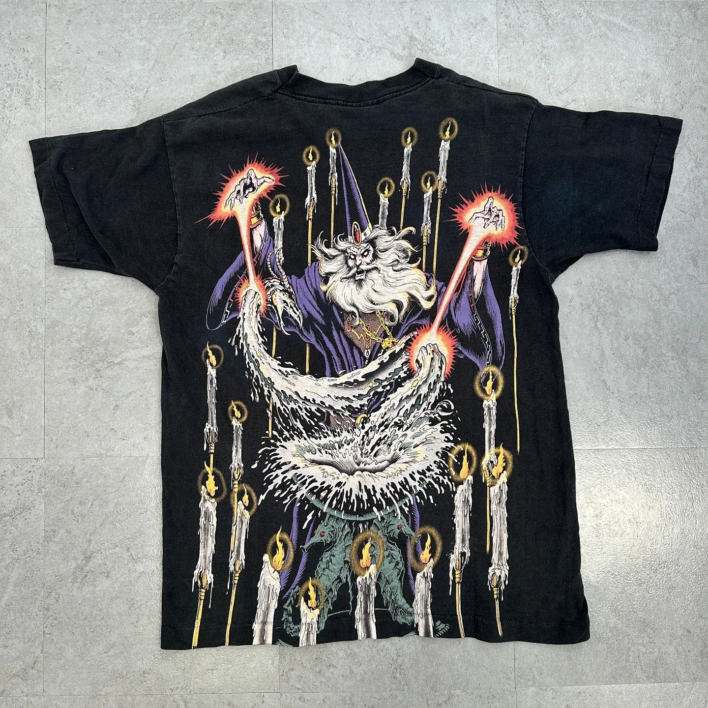 90s Vintage Oversized Wizard Mystic Graphic Print T Shirt Streetwear Unisex Fashion Tee Men Women Casual Unique Style Top