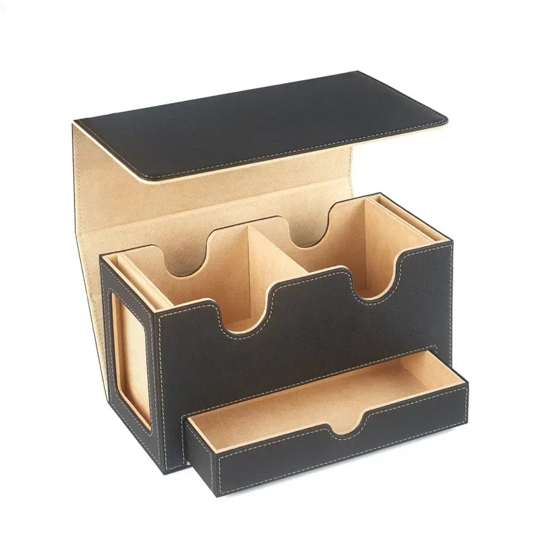 Deck Box 3-in-1 with Commander Display Sports Card Storage Box Fits 200+ Single Sleeved Cards Card Deck Case for TCG MTG CCG