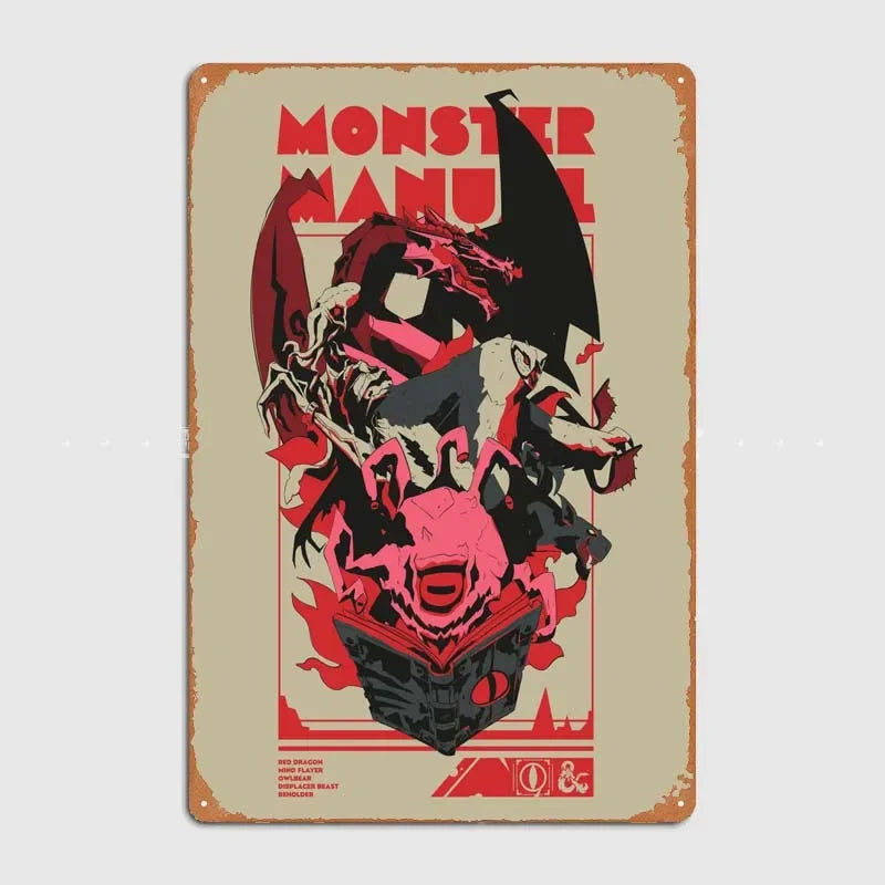 D-Dungeons And Dragons Posters Bedroom Decoration Game Signs Wall Art Vintage Metal Tin Sign for Gamer Room Wall Decoration Home