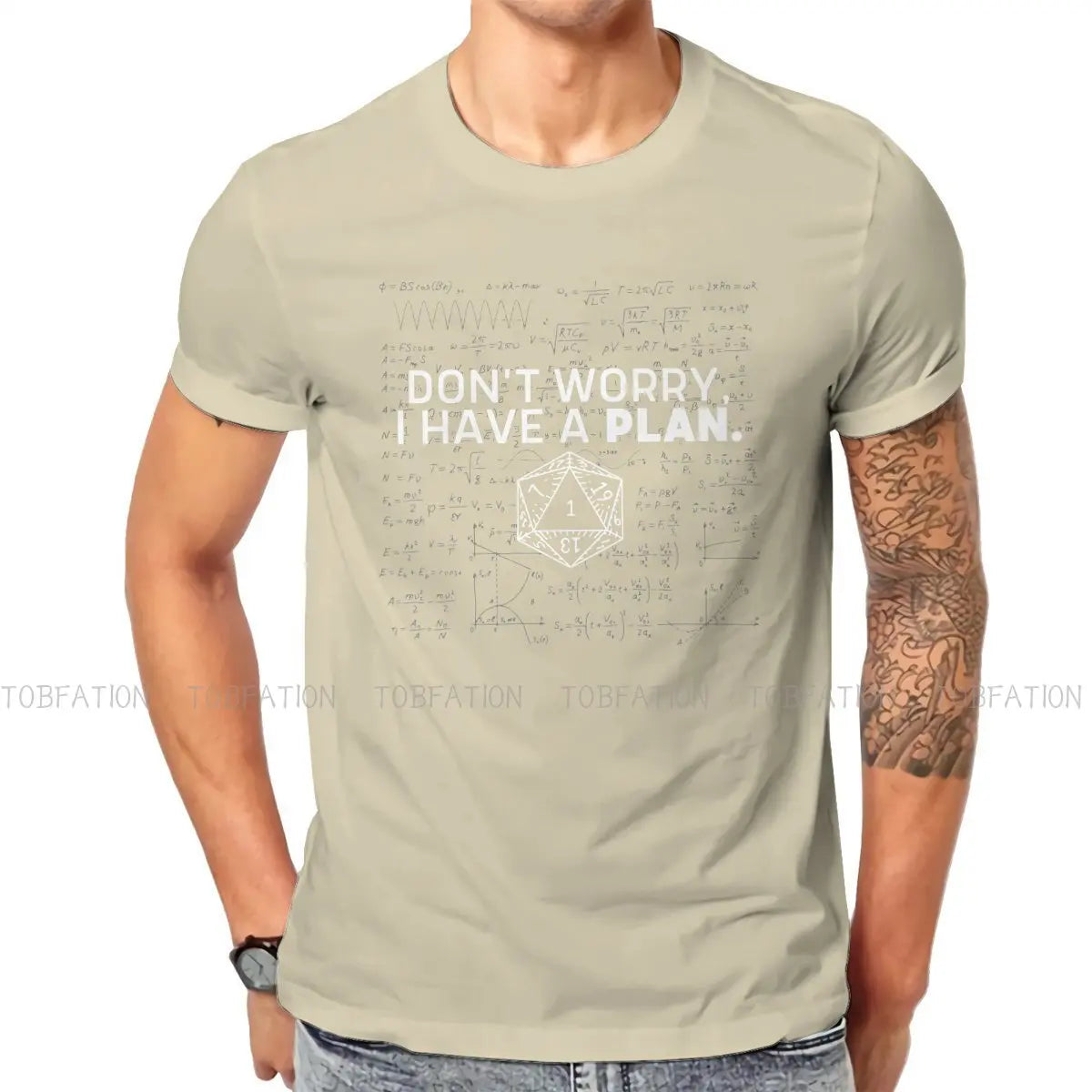DnD Game Don't Worry I Have A Plan Tshirt Vintage Men Alternative Teenager Clothing Tops Oversized Cotton Crewneck T Shirt