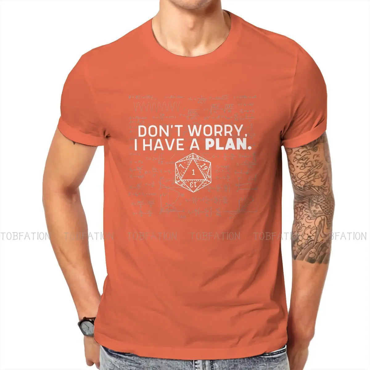 DnD Game Don't Worry I Have A Plan Tshirt Vintage Men Alternative Teenager Clothing Tops Oversized Cotton Crewneck T Shirt