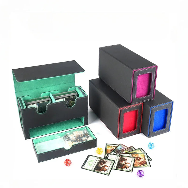 Deck Box 3-in-1 with Commander Display Sports Card Storage Box Fits 200+ Single Sleeved Cards Card Deck Case for TCG MTG CCG