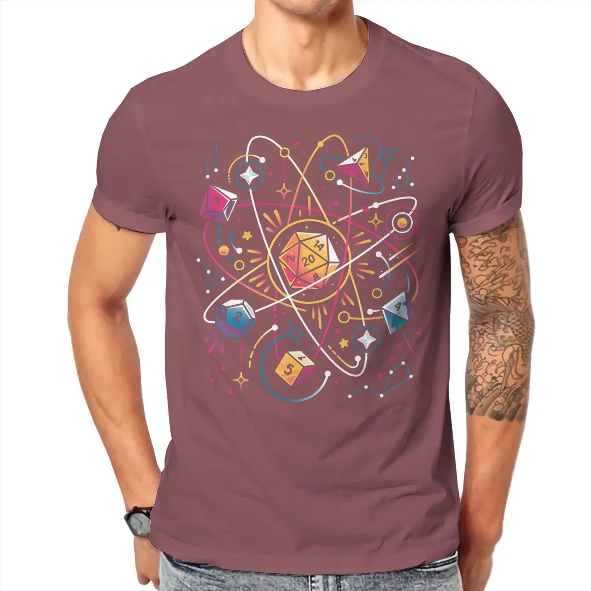 DND Dice Space T Shirt Men Tees Summer Clothing Cotton O-Neck TShirt