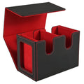 Luxury Leather Deck Box , Waterproof Double Deck Storage for 200+ Double-Sleeved Cards, Magnetic Closure Trading Card Organizer