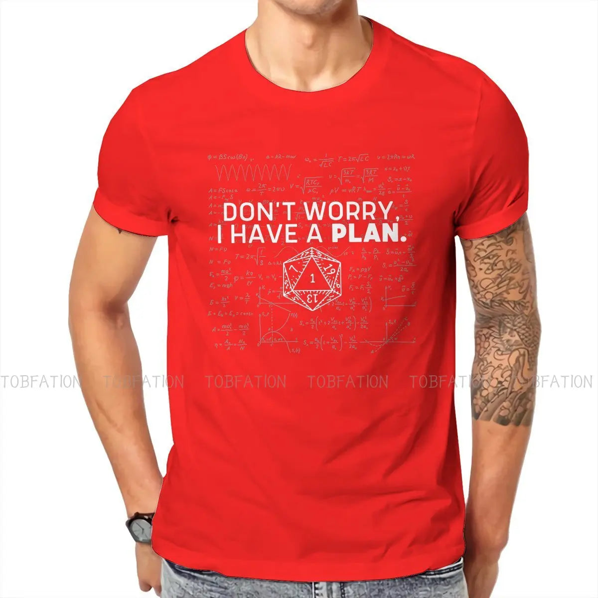 DnD Game Don't Worry I Have A Plan Tshirt Vintage Men Alternative Teenager Clothing Tops Oversized Cotton Crewneck T Shirt