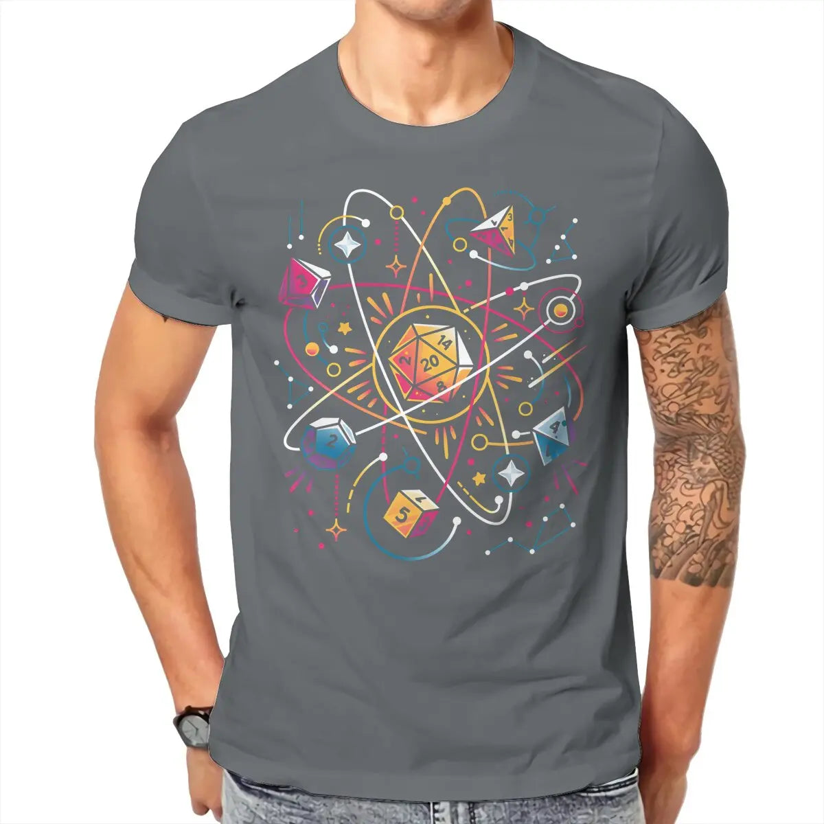 DND Dice Space T Shirt Men Tees Summer Clothing Cotton O-Neck TShirt