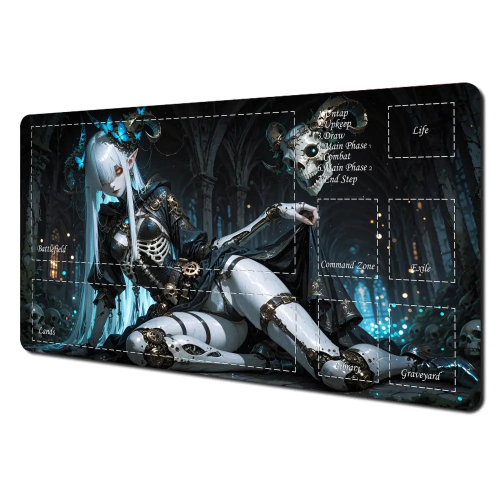 Gothic landscape mechanical girl MTG Playmat Magic Card Battle Mat Non-Slip Durable 35X60CM Commander playmat tapete magic mtg