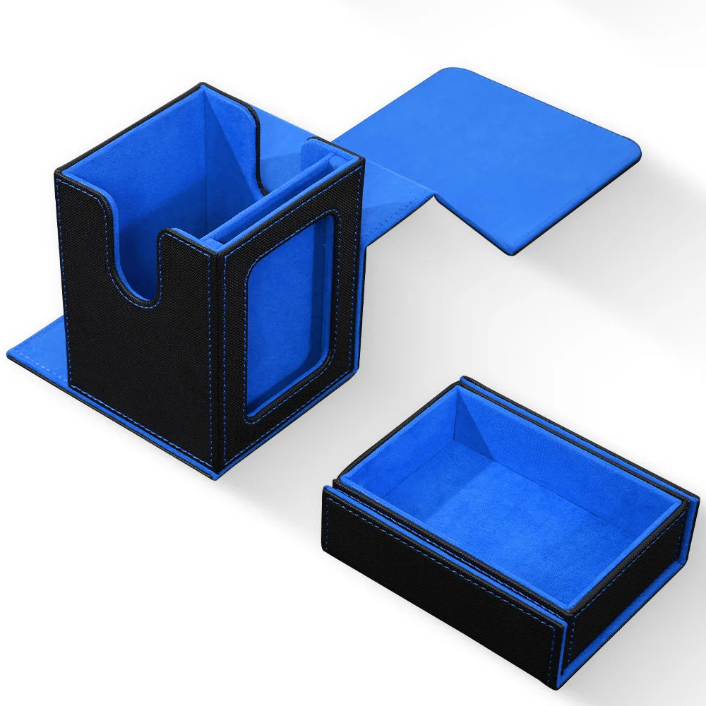 Commander Deck Box with Display Window, Card Deck Box Holds 100+ Double-Sleeved  Cards with Dice Tray