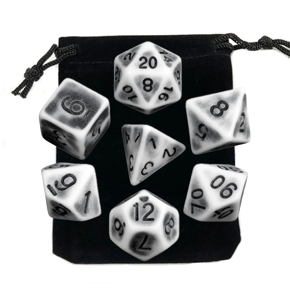 Dice Set Retro Color Plastic Cube Black Blue Orange 7pcs/set for DND Board Game Entertainment  Accessories