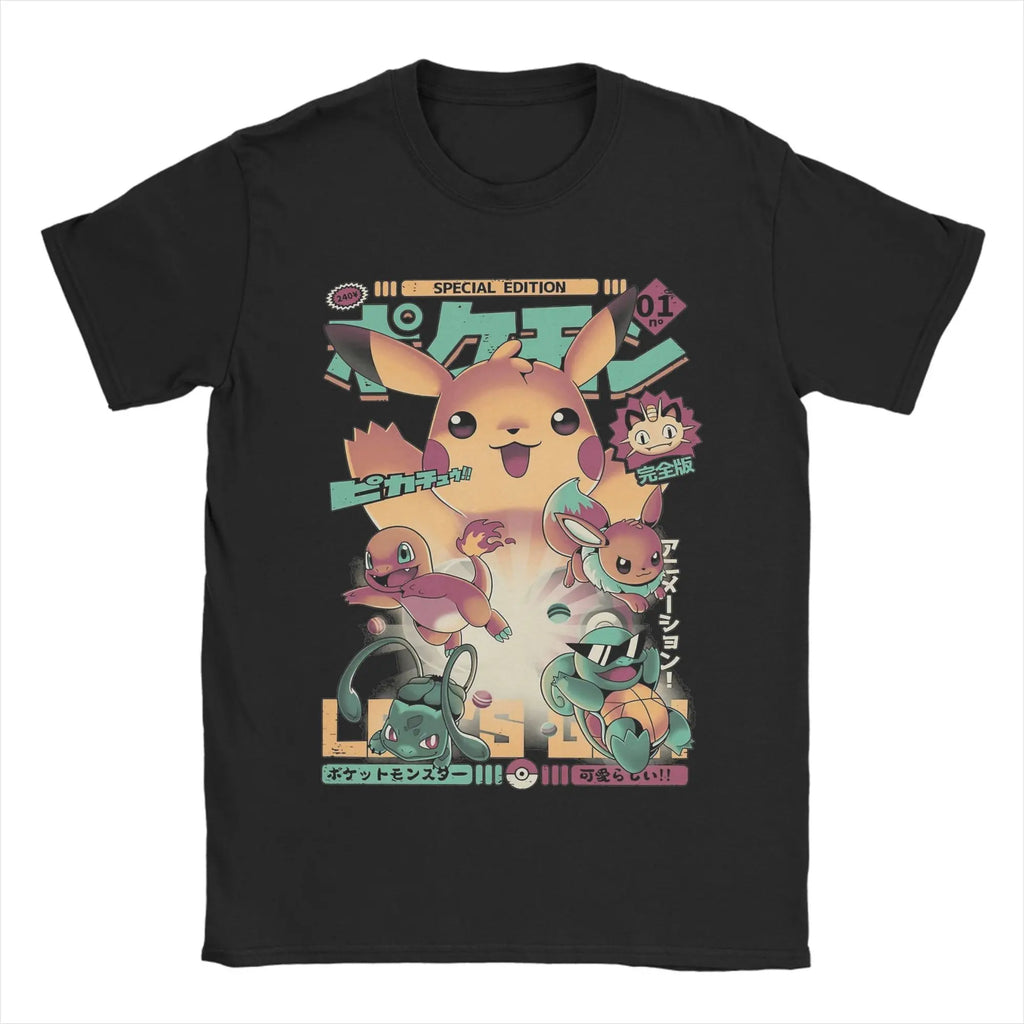 Pokemon T-shirt Men's Pure Cotton Casual T-shirt Round Neck T-shirt Short Sleeve Clothing Summer Sports Casual Short Sleeve Top