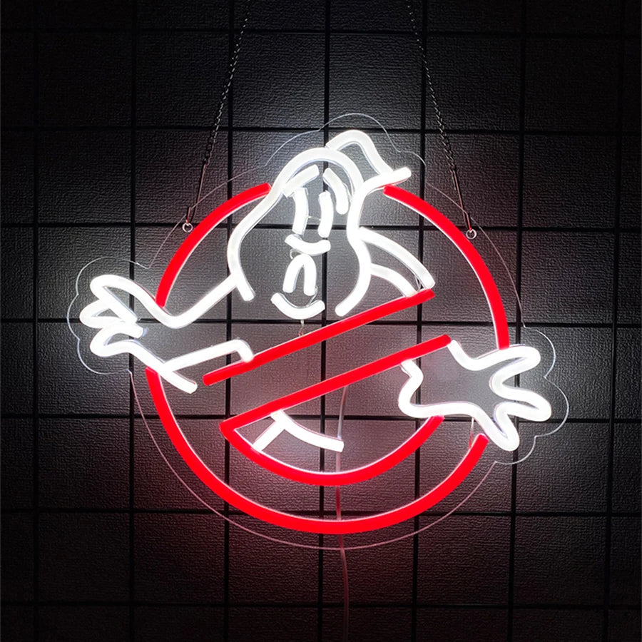 Ghost busters Neon Sign for Wall Decor,LED Dinosaur Neon Light,Monster LED Sign Ghost Decor for Party, Bedroom, Bar, Man Cave
