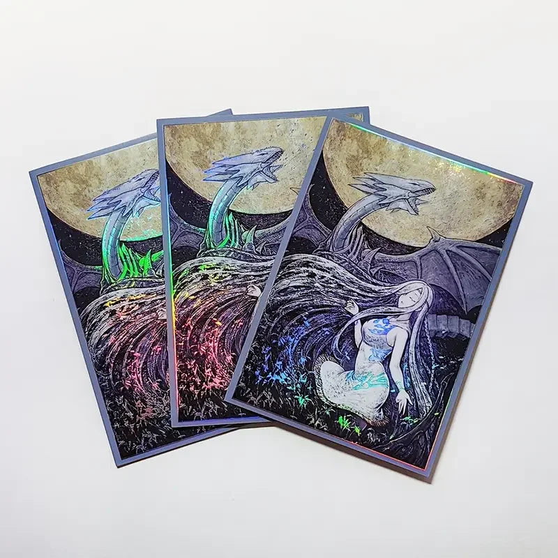 63x90mm 50PCS Holographic Card Sleeves, Anime Card Sleeves for Game Cards/ YGO Card Collection Player's Favorite Cartoon Sleeves