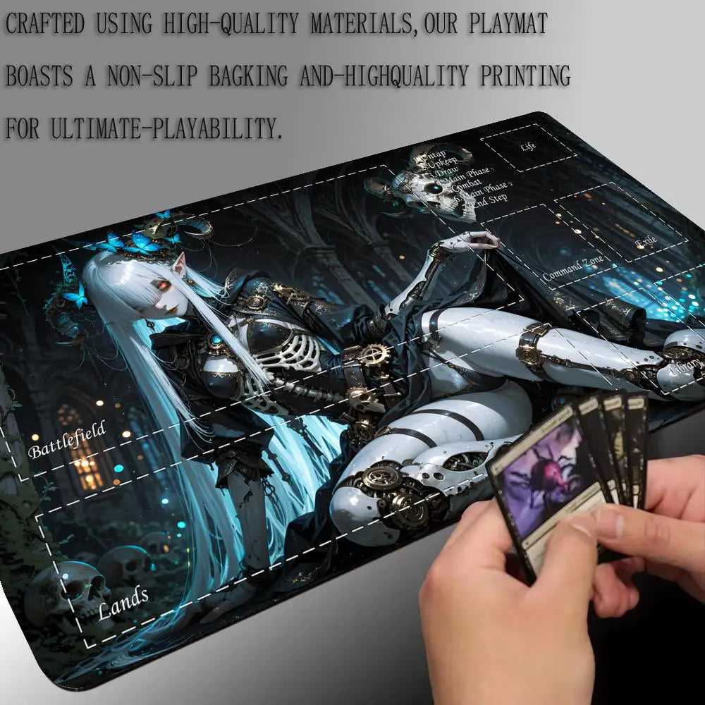 Gothic landscape mechanical girl MTG Playmat Magic Card Battle Mat Non-Slip Durable 35X60CM Commander playmat tapete magic mtg