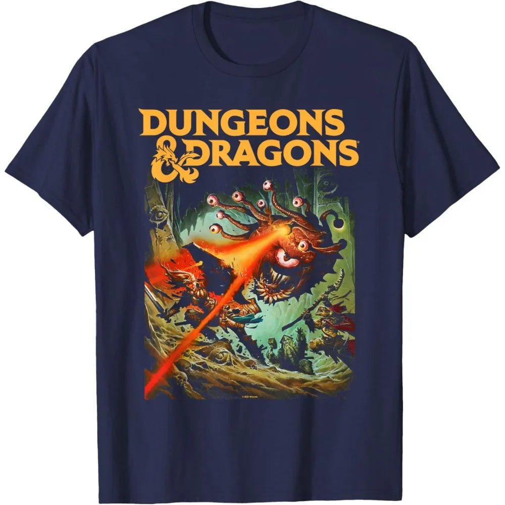 Dungeons & Dragons Strike The Beholder T-Shirt Classic RPG Game Printed Shirt Men Crewneck Cotton Short Sleeve Summer Streetwear