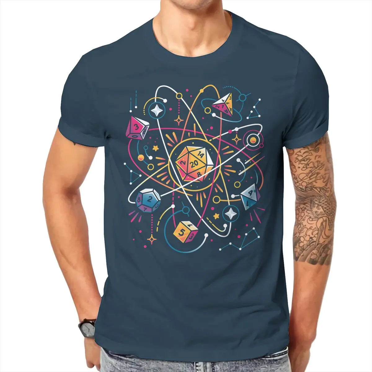 DND Dice Space T Shirt Men Tees Summer Clothing Cotton O-Neck TShirt