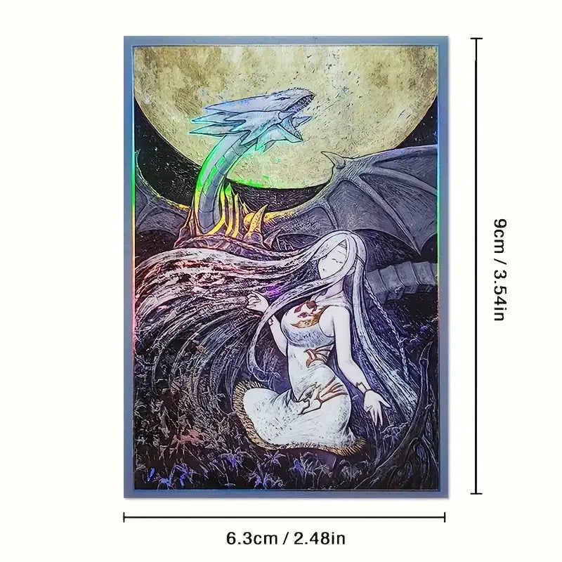 63x90mm 50PCS Holographic Card Sleeves, Anime Card Sleeves for Game Cards/ YGO Card Collection Player's Favorite Cartoon Sleeves