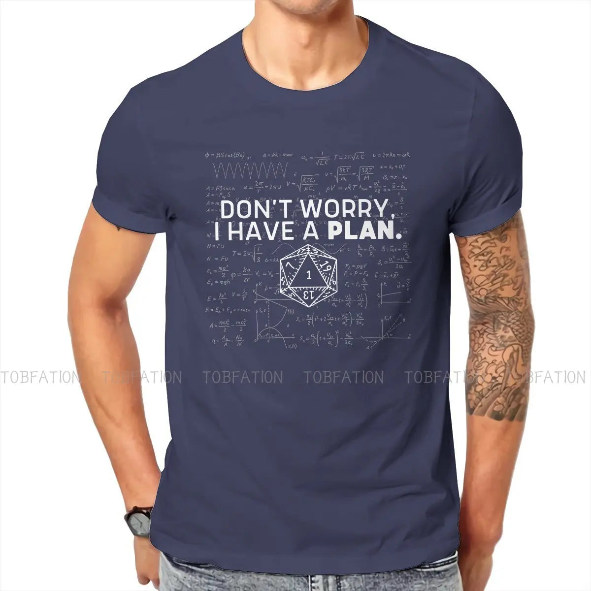 DnD Game Don't Worry I Have A Plan Tshirt Vintage Men Alternative Teenager Clothing Tops Oversized Cotton Crewneck T Shirt