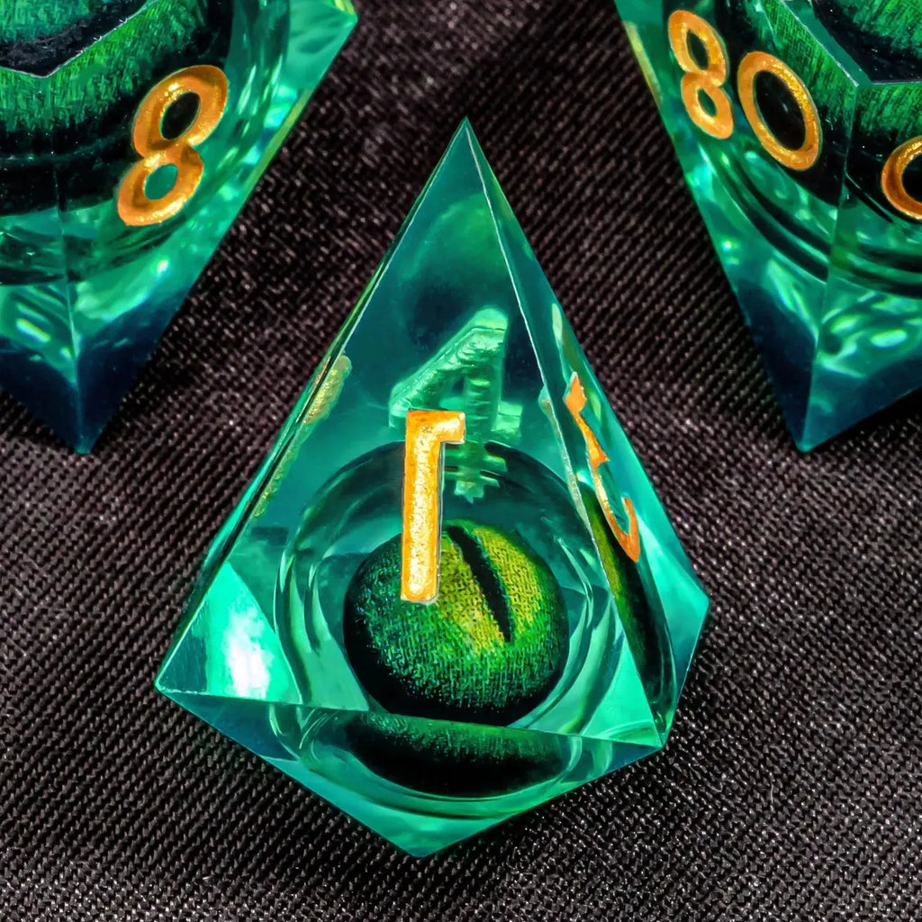 DND Liquid Core D & D Dice Set, Sharp Edge Resin Dungeon and Dragon Dice, Role Playing, RPG D and D D20, D12, D10, D8, D6, D4