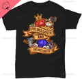 DND Printed T Shirt The Dice Giveth and The Dice Taketh Cats Adventurers Fantasy RPG Role Playing Tabletop Games Cotton T-Shirt