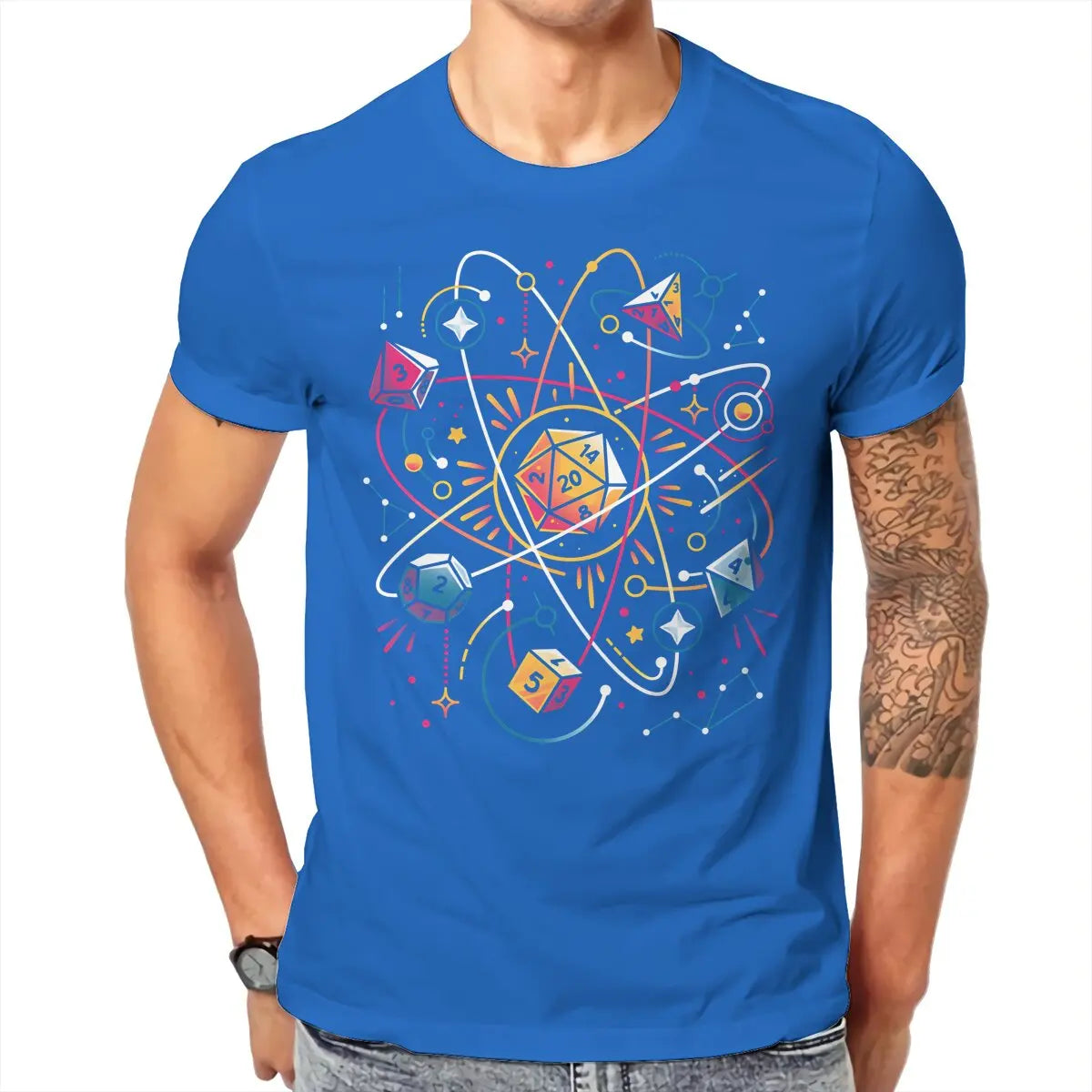 DND Dice Space T Shirt Men Tees Summer Clothing Cotton O-Neck TShirt
