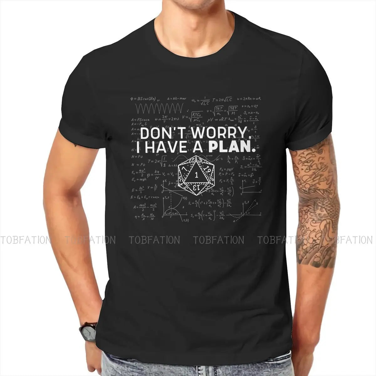 DnD Game Don't Worry I Have A Plan Tshirt Vintage Men Alternative Teenager Clothing Tops Oversized Cotton Crewneck T Shirt