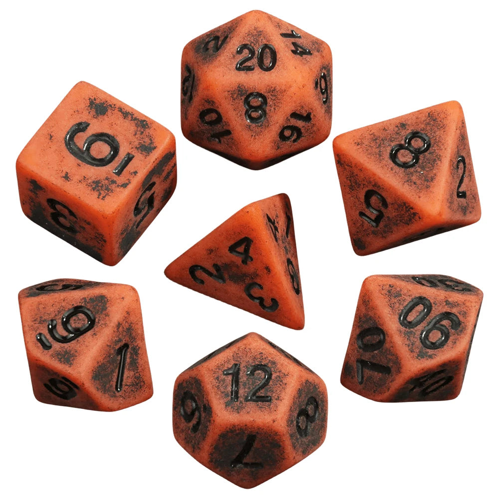 Dice Set Retro Color Plastic Cube Black Blue Orange 7pcs/set for DND Board Game Entertainment  Accessories