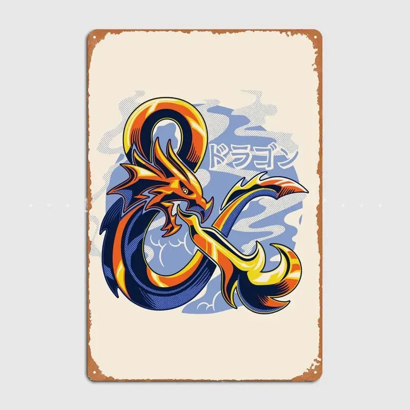 D-Dungeons And Dragons Posters Bedroom Decoration Game Signs Wall Art Vintage Metal Tin Sign for Gamer Room Wall Decoration Home
