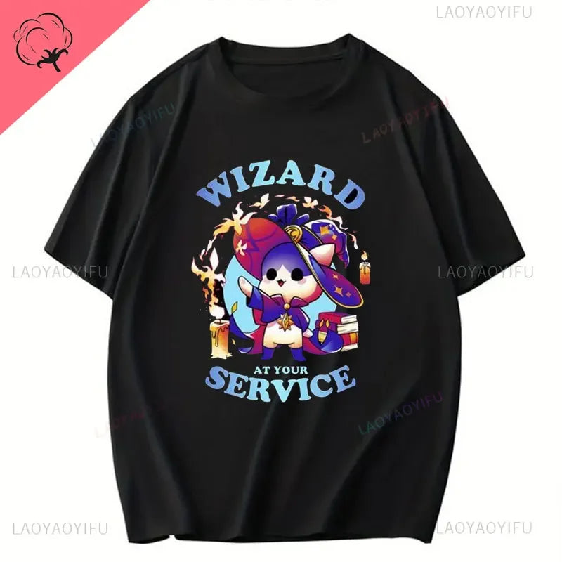 DND Printed T Shirt The Dice Giveth and The Dice Taketh Cats Adventurers Fantasy RPG Role Playing Tabletop Games Cotton T-Shirt