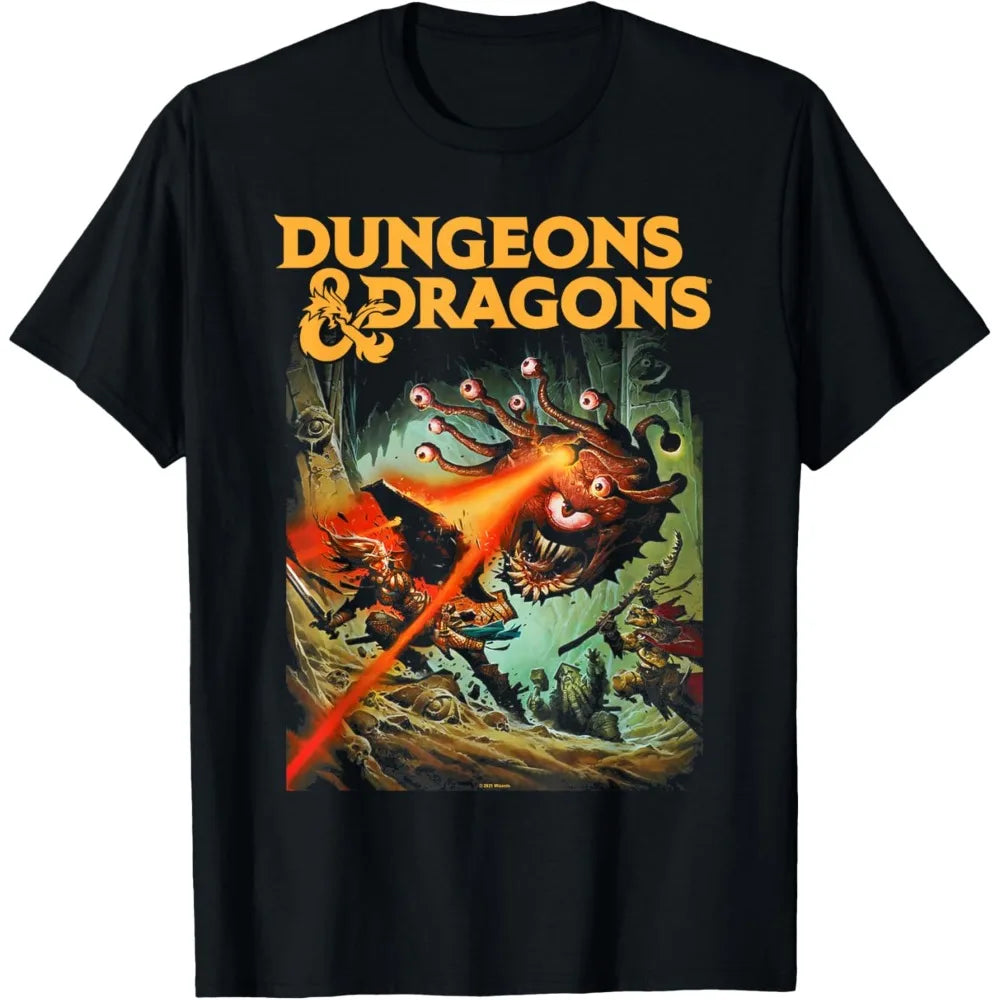 Dungeons & Dragons Strike The Beholder T-Shirt Classic RPG Game Printed Shirt Men Crewneck Cotton Short Sleeve Summer Streetwear