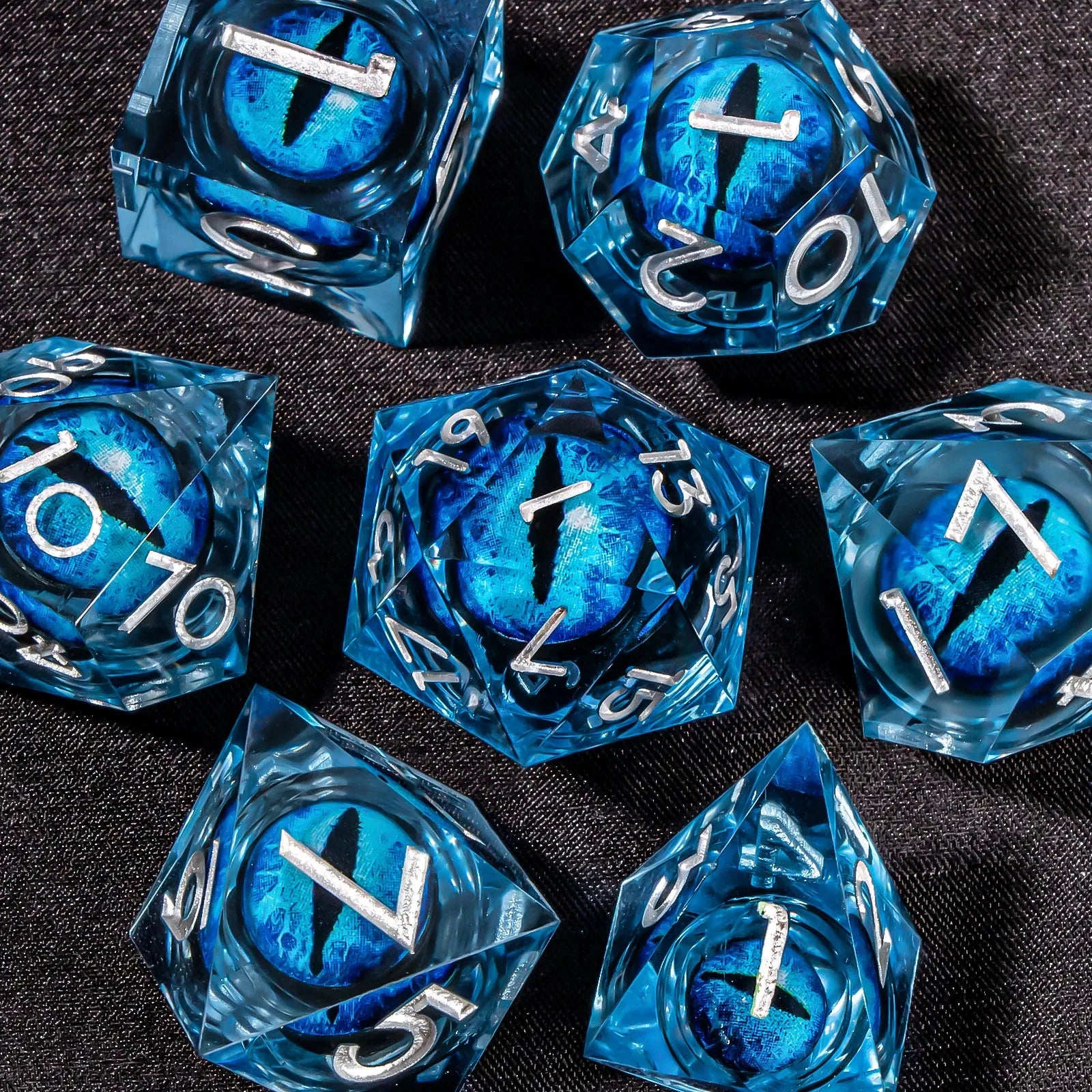 DND Liquid Core D & D Dice Set, Sharp Edge Resin Dungeon and Dragon Dice, Role Playing, RPG D and D D20, D12, D10, D8, D6, D4