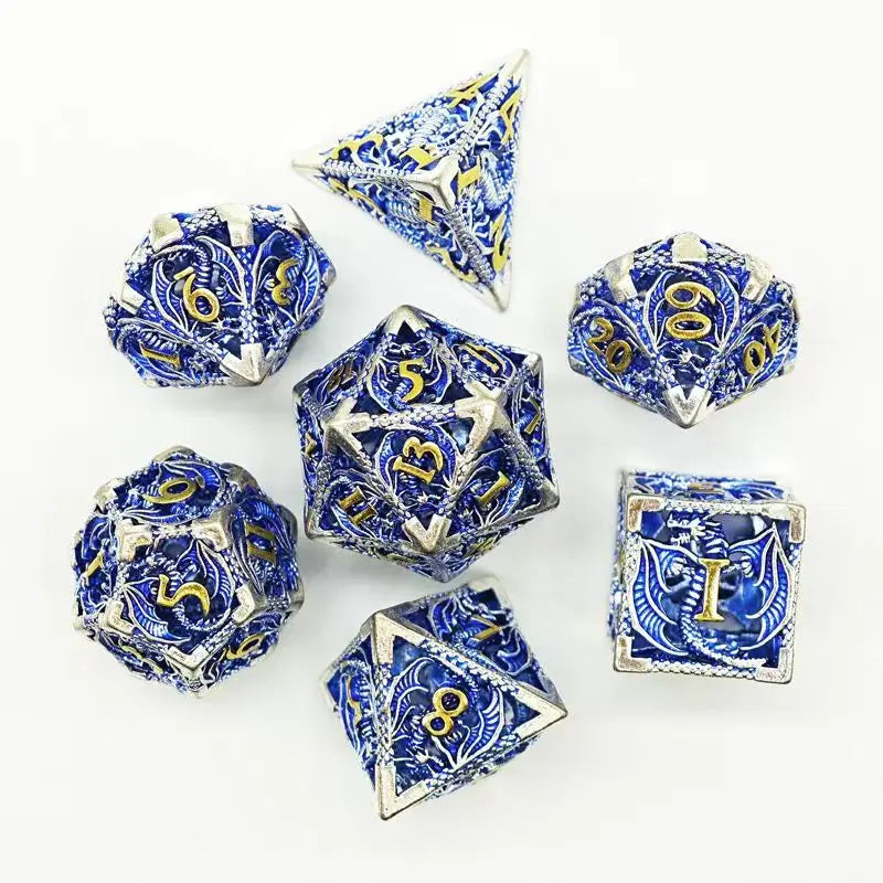Flying Dragon Dices Hollow Metal Dice set Polyhedral Dice D20 DND Dice set for Dungeon and Dragons Tabletop Games RPG Dices set