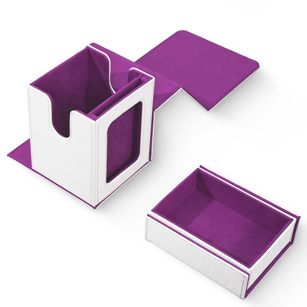 Commander Deck Box with Display Window, Card Deck Box Holds 100+ Double-Sleeved  Cards with Dice Tray