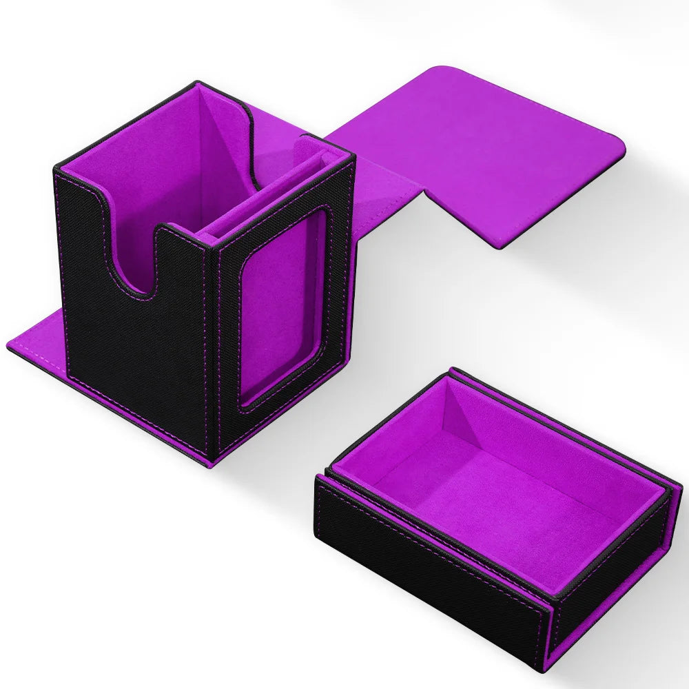 Commander Deck Box with Display Window, Card Deck Box Holds 100+ Double-Sleeved  Cards with Dice Tray