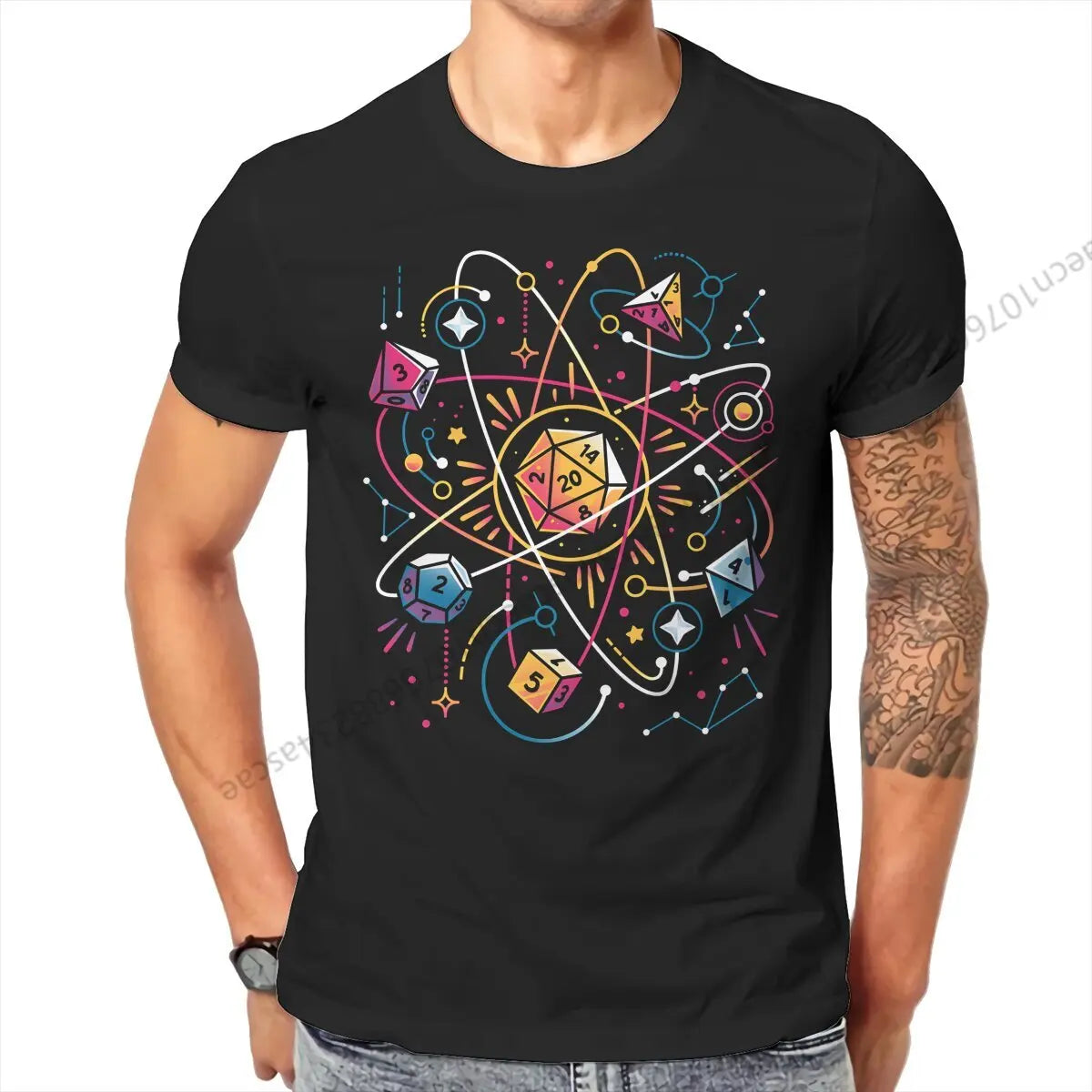 DND Dice Space T Shirt Men Tees Summer Clothing Cotton O-Neck TShirt