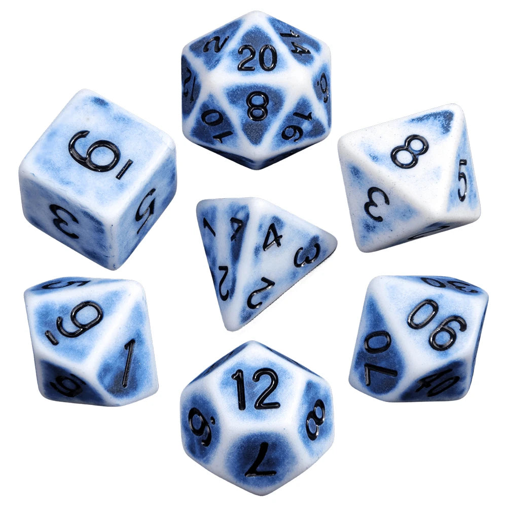 Dice Set Retro Color Plastic Cube Black Blue Orange 7pcs/set for DND Board Game Entertainment  Accessories