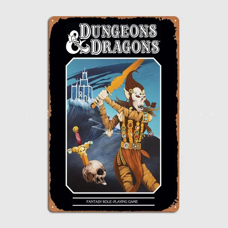 D-Dungeons And Dragons Posters Bedroom Decoration Game Signs Wall Art Vintage Metal Tin Sign for Gamer Room Wall Decoration Home
