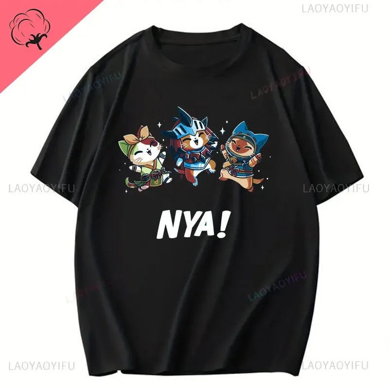 DND Printed T Shirt The Dice Giveth and The Dice Taketh Cats Adventurers Fantasy RPG Role Playing Tabletop Games Cotton T-Shirt