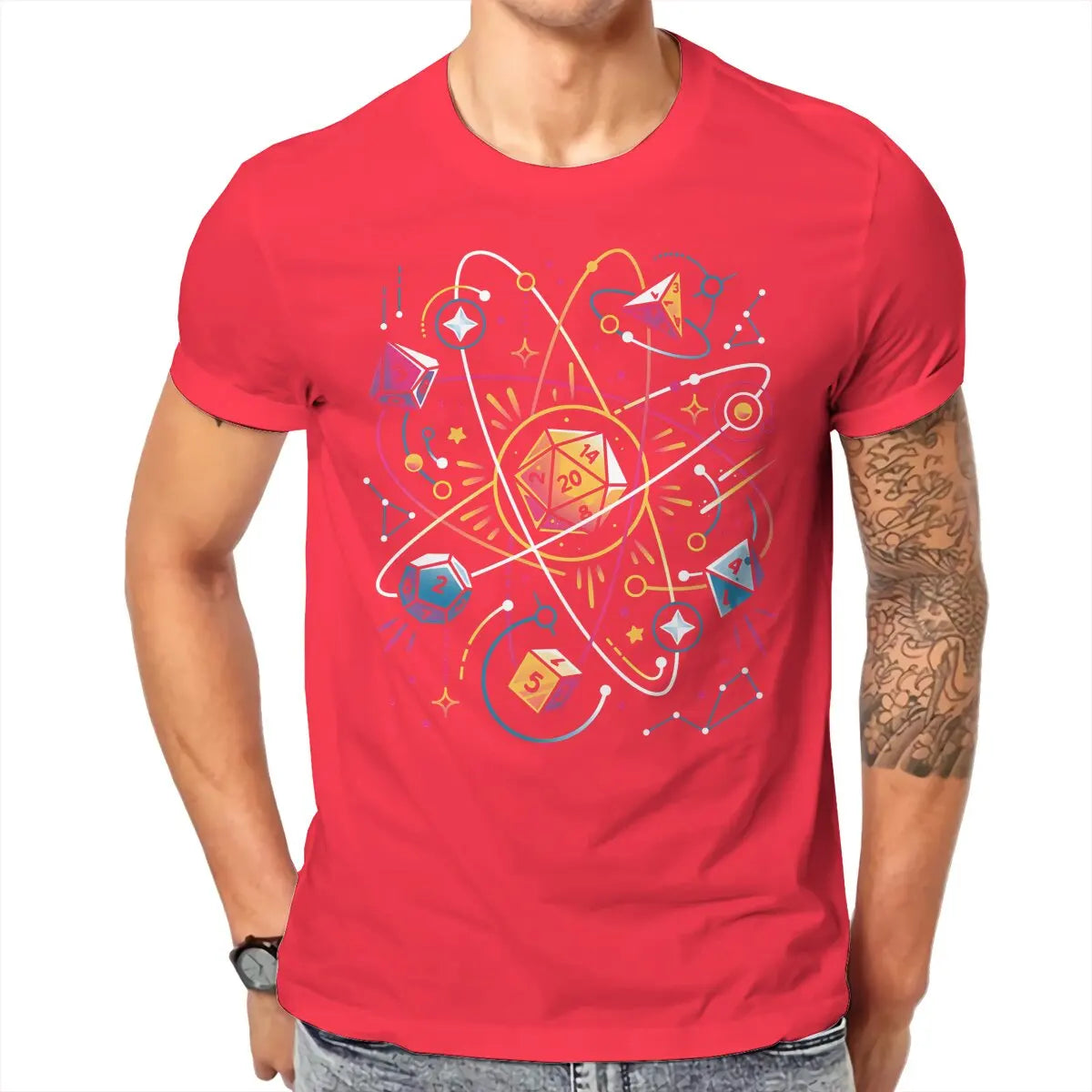DND Dice Space T Shirt Men Tees Summer Clothing Cotton O-Neck TShirt