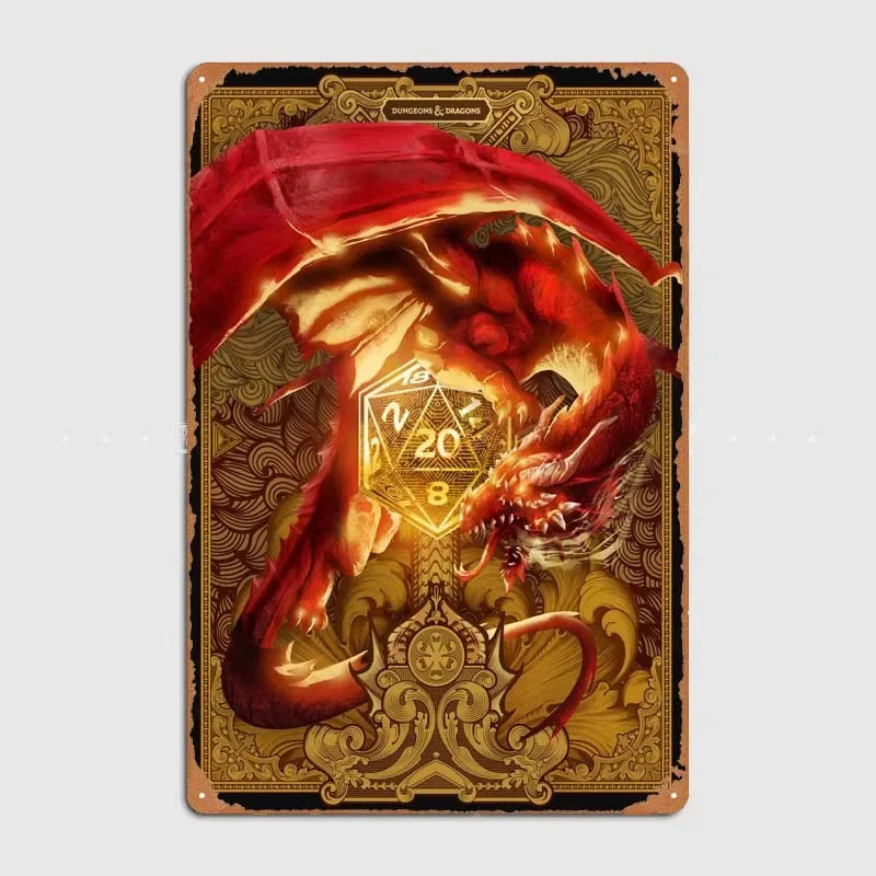 D-Dungeons And Dragons Posters Bedroom Decoration Game Signs Wall Art Vintage Metal Tin Sign for Gamer Room Wall Decoration Home