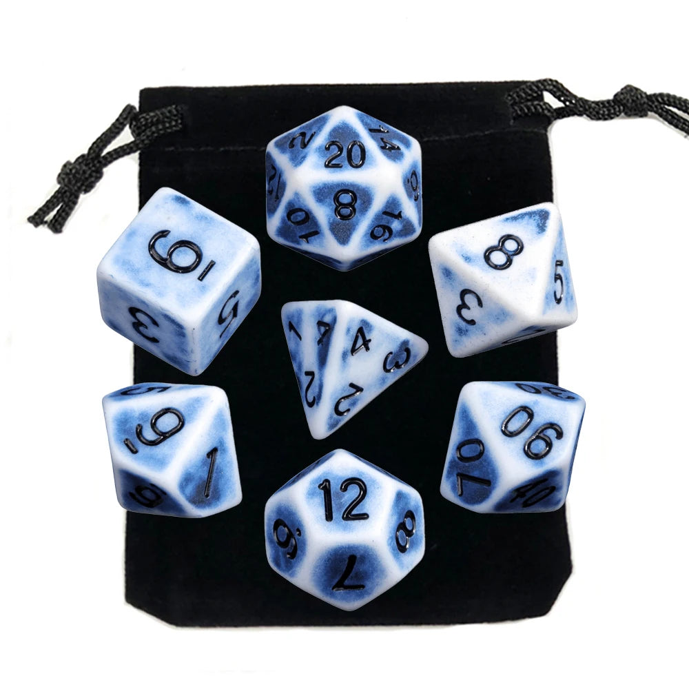 Dice Set Retro Color Plastic Cube Black Blue Orange 7pcs/set for DND Board Game Entertainment  Accessories
