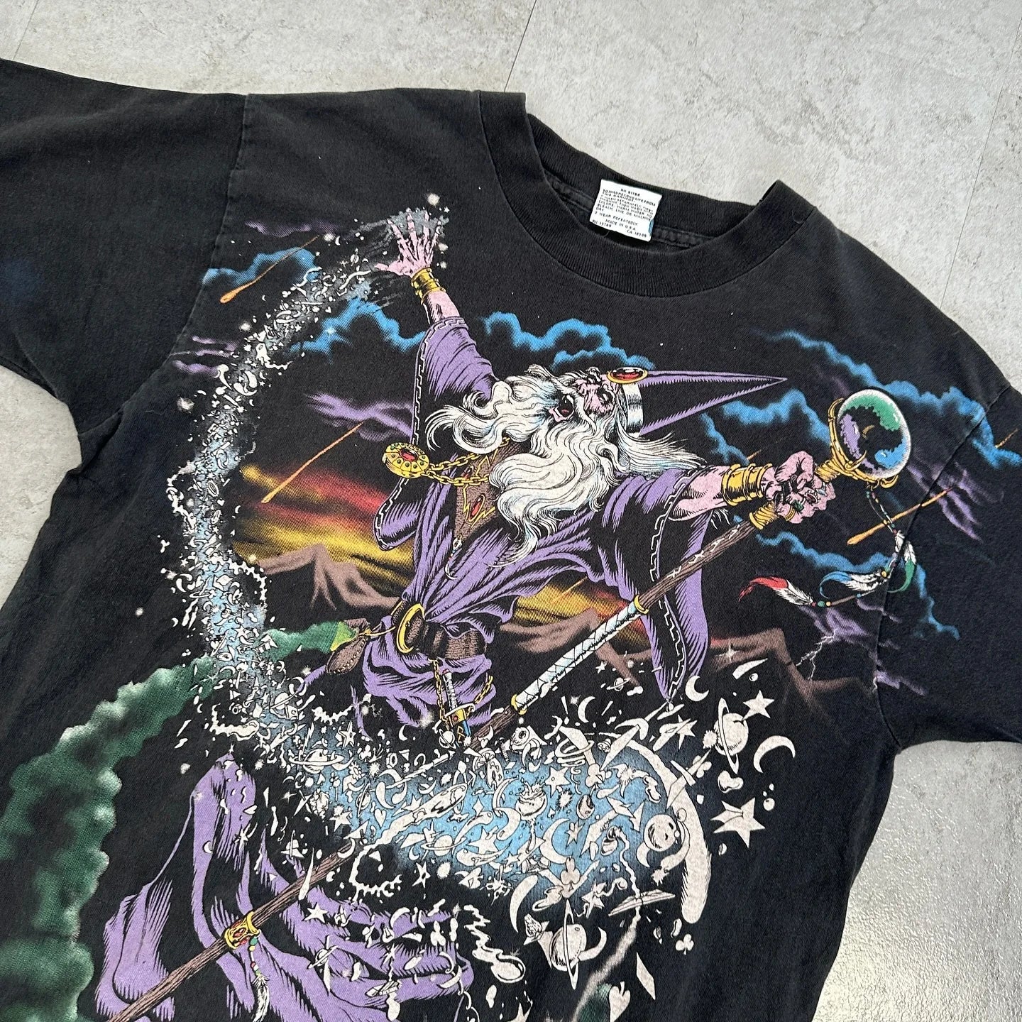 90s Vintage Oversized Wizard Mystic Graphic Print T Shirt Streetwear Unisex Fashion Tee Men Women Casual Unique Style Top