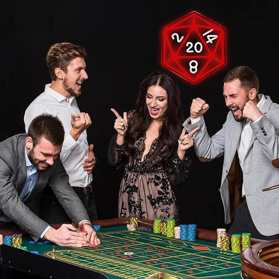 Dice Led Neon Sign, Dungeons And Dragon Dice Game Signs, Used For Role Playing, Bars, Men'S Caves, Club Wall Decorations.